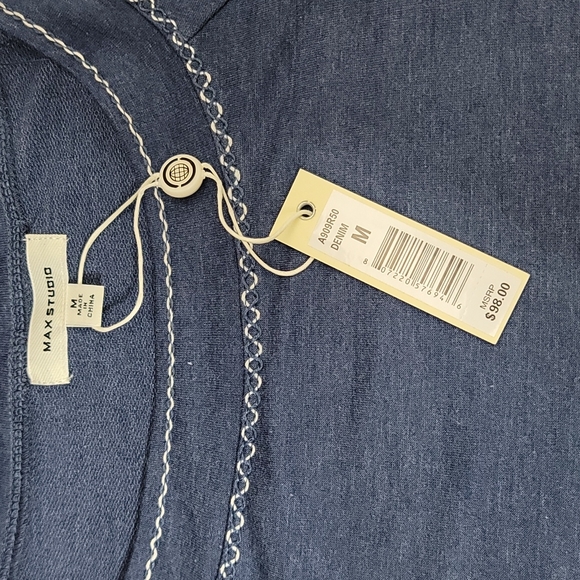 Max Studio Terry Knit Blue Soft Sweater Shirt Dress - Picture 6 of 8